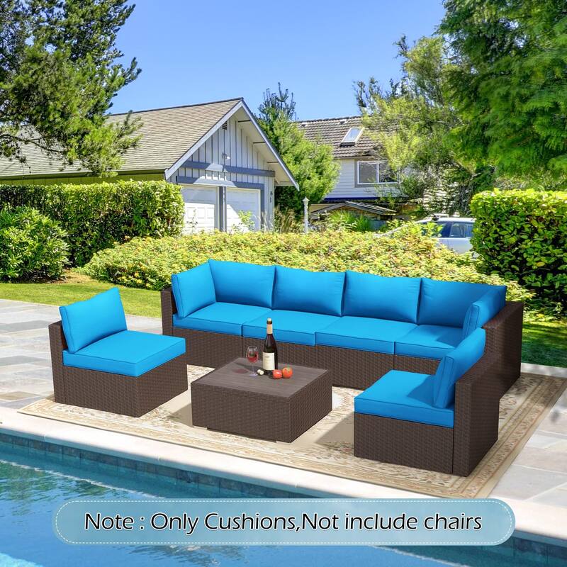 Outdoor Replacement Cushions for Patio Furniture, Waterproof & Non-Slip 4" Sofa Cushions, 6-Seat Conversation Sets, UV-Resistant