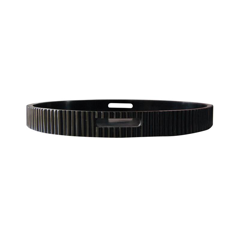 Resin Pleated Tray with Handles - 20.0"L x 20.0"W x 2.0"H - 20.0"L x 20.0"W x 2.0"H - Black