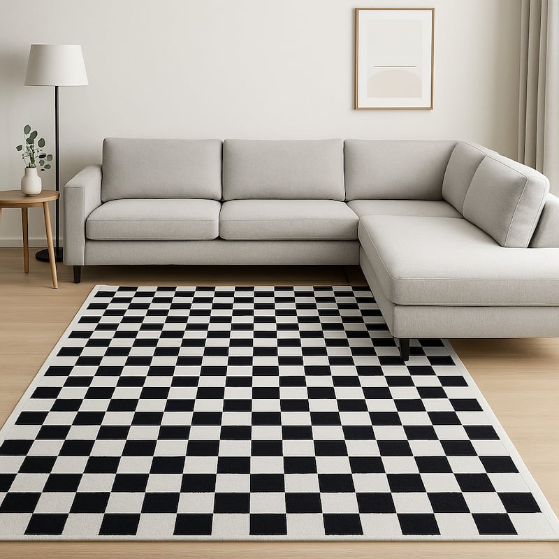 HomeRoots Checkered Modern Rectangle Area Rug - 132 in. x 96 in. x 0.4 in. - 132 in. x 96 in.  x 0.4 in.