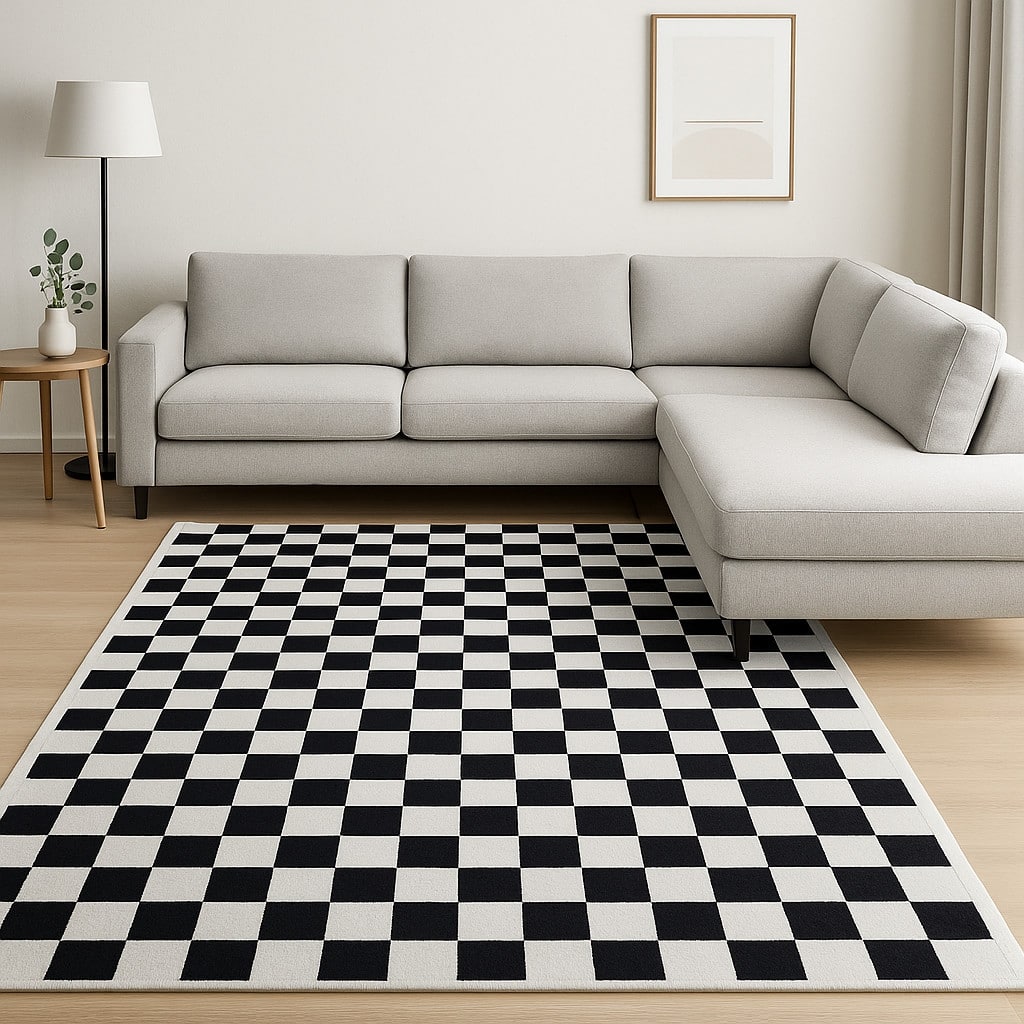 HomeRoots Checkered Modern Rectangle Area Rug - 132 in. x 96 in. x 0.4 in.