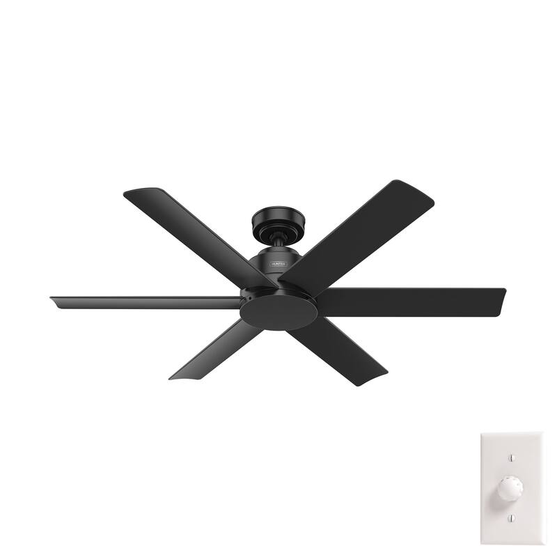 Hunter 52" Kennicott Outdoor Ceiling Fan, Wall Control - Contemporary, Industrial, Transitional - Windmill - Damp Rated!