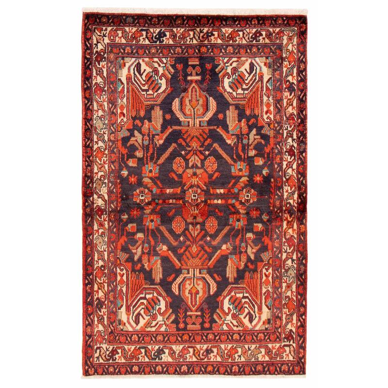 Andelz Navy, Red Rug 4'4" x 7'0" - 4'4 x 7'0 - Dark Navy/ Red - 4'4 x 7'0