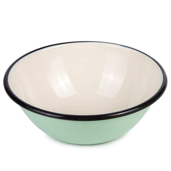 STPGoods 20fl.oz Black Rim Turquoise Enamel on Steel Bowl Bed Bath