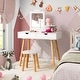 preview thumbnail 2 of 8, Costway Kid Vanity Table Chair Set with Mirror Large Storage Drawers - See Details