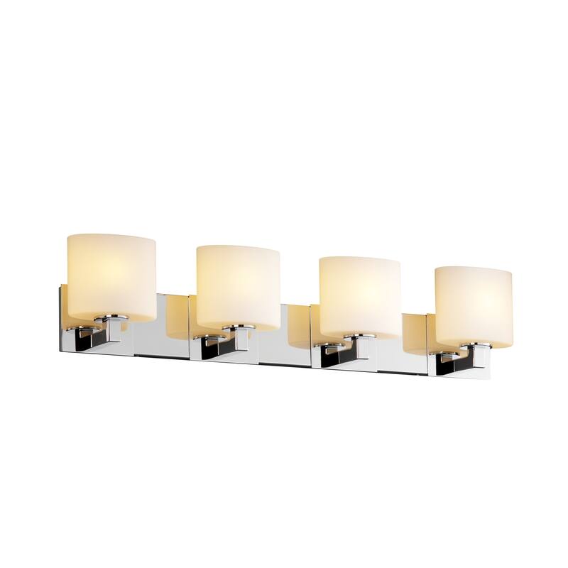 Justice Design Fusion Modular 4-light Polished Chrome Bath Bar, Opal Oval Shade