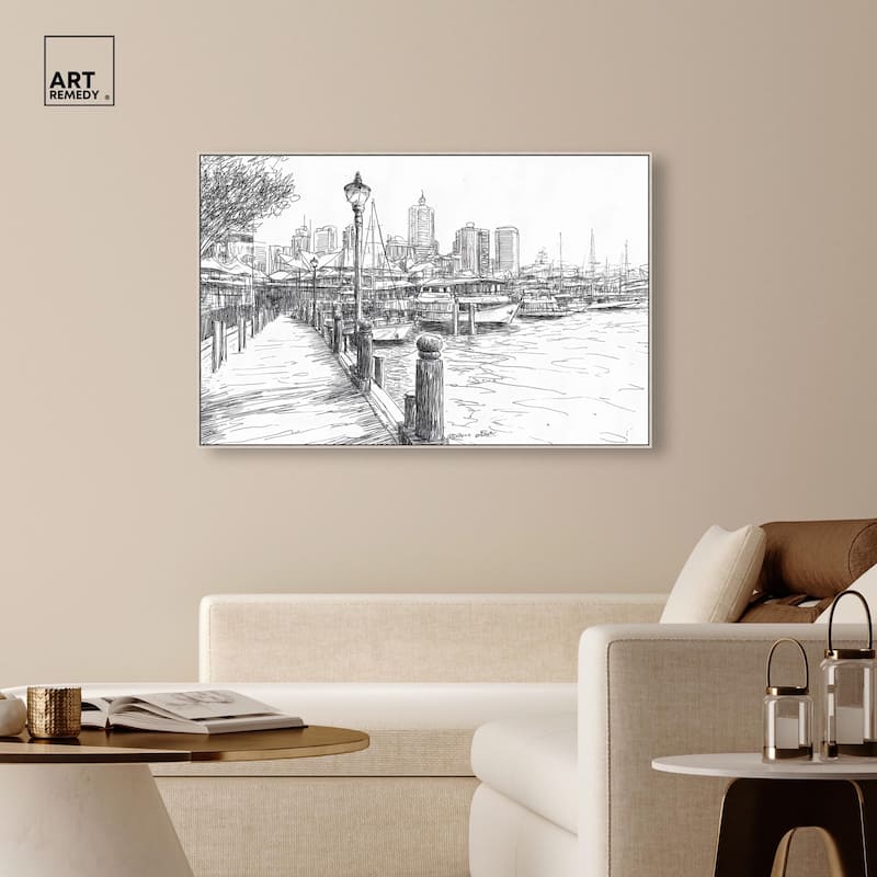 Harbour City Ink Canvas by Art Remedy