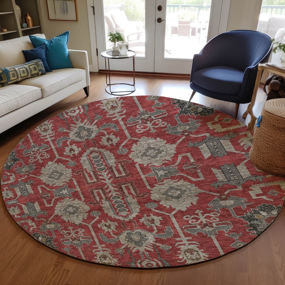 Machine Washable Indoor/ Outdoor Chantille Traditional Boho Rug