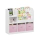 preview thumbnail 8 of 20, Kids Bookcase and Bookshelf, Multifunctional Bookcase with 3 Collapsible Fabric Drawers - White&Pink