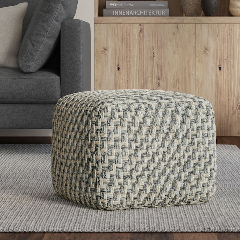 WYNDENHALL Ember 18 inch Wide Boho Pouf in Multicolor PET Polyester & Assembled - Multi-Color