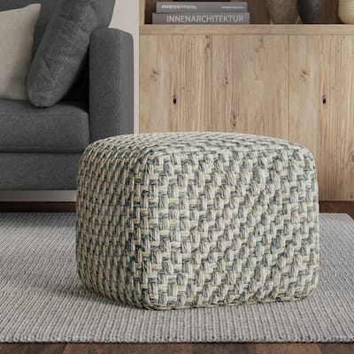 WYNDENHALL Ember 18 inch Wide Boho Pouf in Multicolor PET Polyester & Assembled