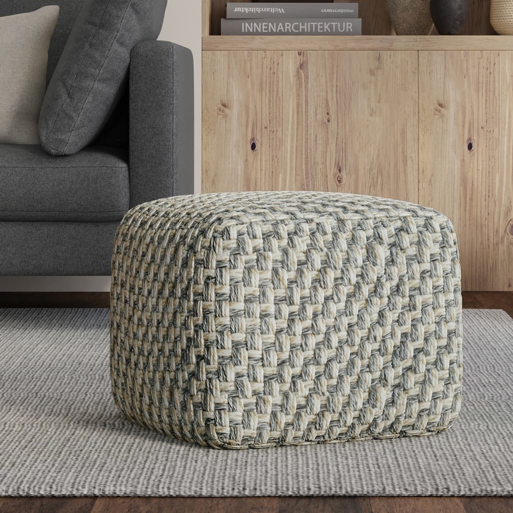 WYNDENHALL Ember 18 inch Wide Boho Pouf in Multicolor PET Polyester & Assembled