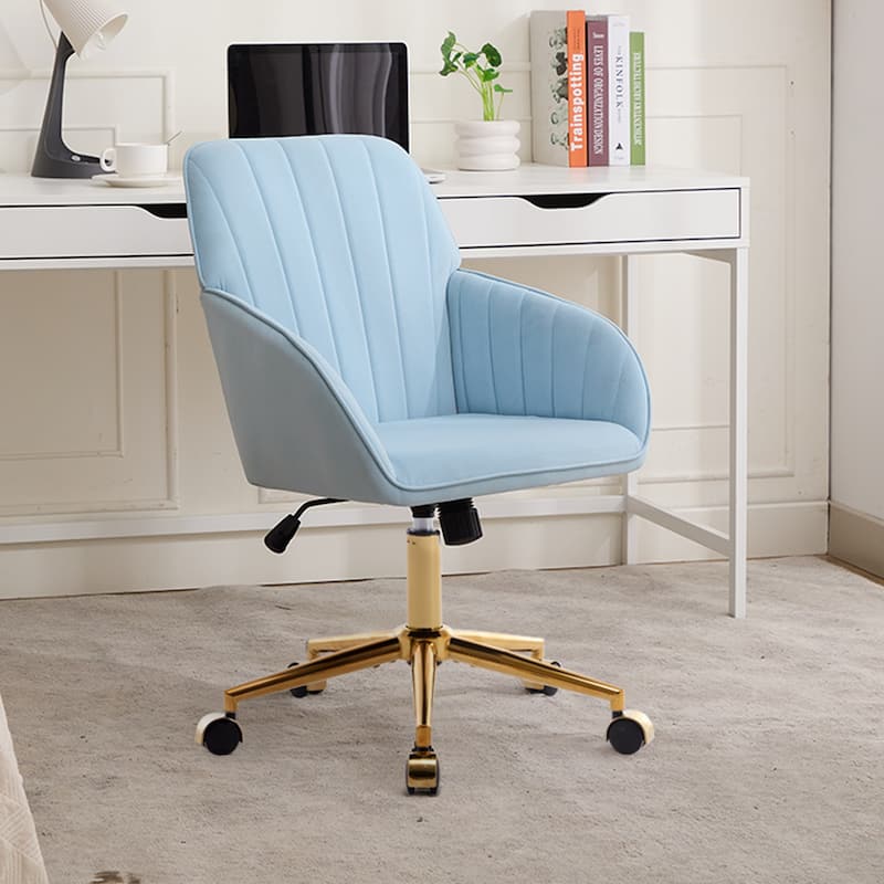 Modern Office Chair Ergonomic Office Chair with Adjustable Swivel Backrest, for Home Office Bedroom and Study - Blue