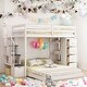 preview thumbnail 1 of 11, Twin Over Full Bunk Bed with 3-layer Shelves, Drawers and Storage Stairs White