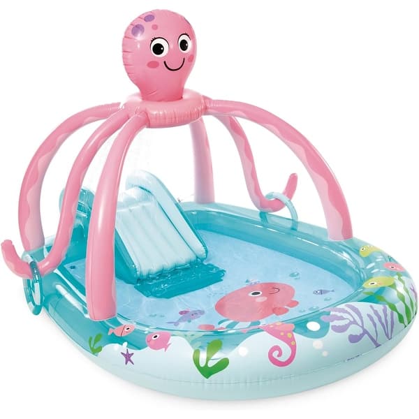 slide 2 of 5, Friendly Octopus Inflatable Play Center W/ Water Slide, Kids Ages 2+