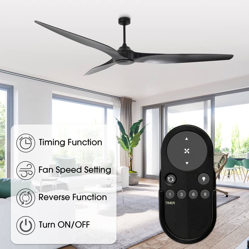 100" Industrial Black Extra Larger Propeller ABS 3-blade Outdoor Ceiling Fan without Light