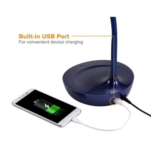 Blue desk lamp with usb port