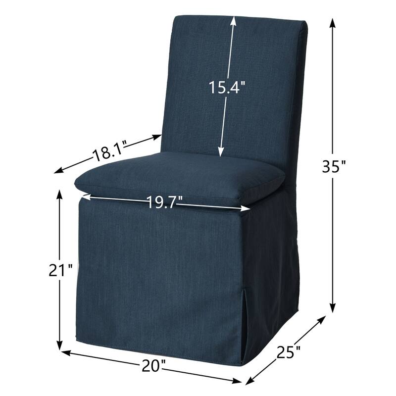 KINWELL Performance Fabric Slipcover Dining Chair Side Chair With Casters