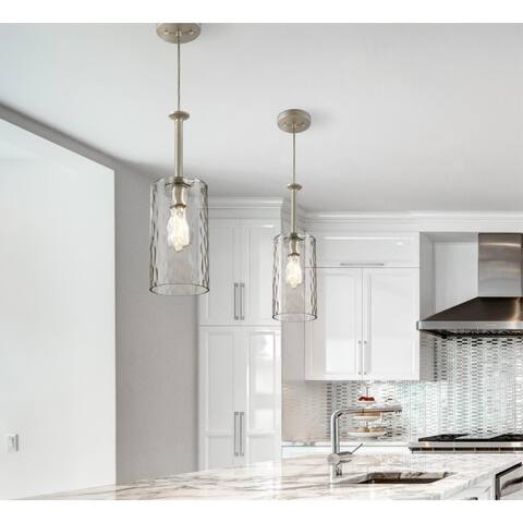 Westinghouse Lighting Hernando One Light Indoor Mini Pendant, Industrial Steel Finish, Clear Hammered Glass - 1-Light