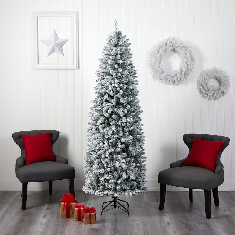 7ft Slim Artificial Christmas Tree with Lights - Winter Fir Tree, Prelit Warm White Lights, 995 Branch Tips - Green - 84