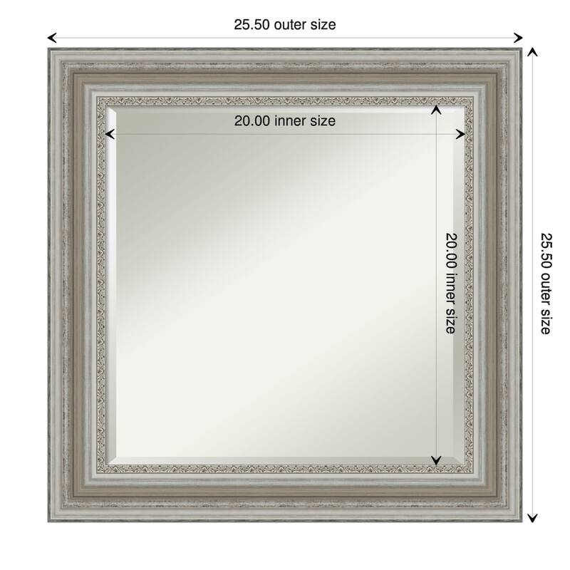 Beveled Wall Mirror - Parlor Black Frame - 25.5 x 25.5-inch - Parlor Silver