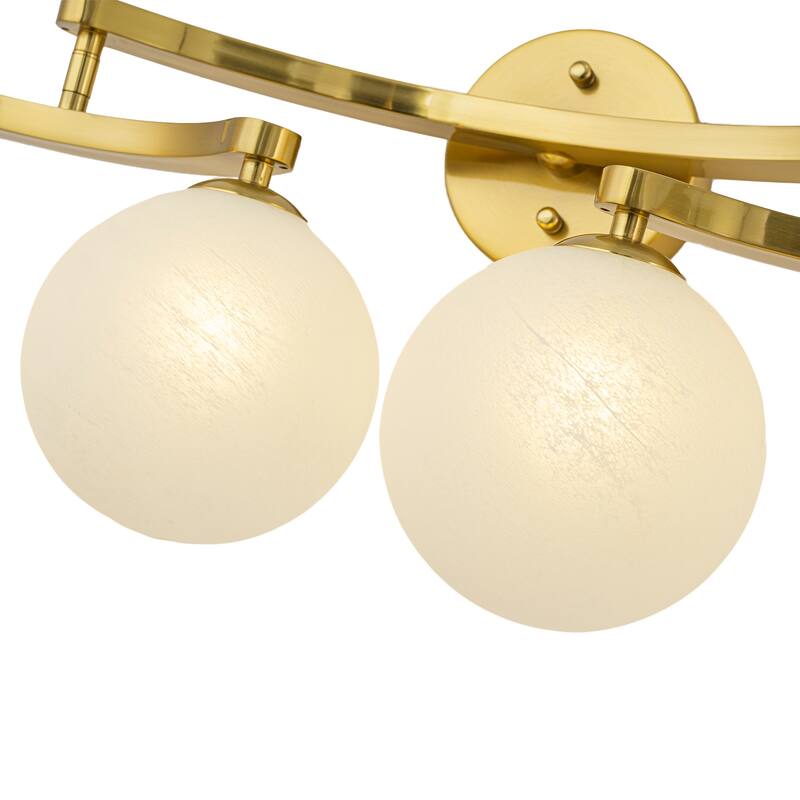Modern Vanity Light with Frosted Seeded Glass Globes for Bathroom