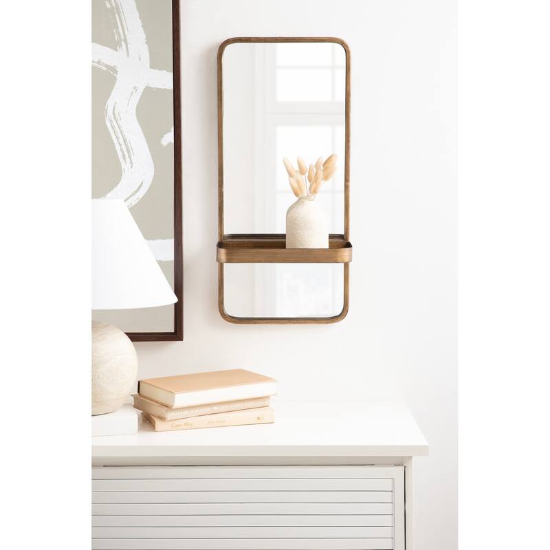 Kate and Laurel Estero Wall Rectangle Mirror with Shelf