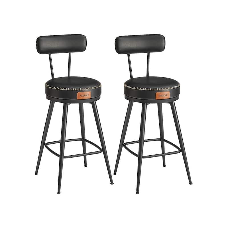 360 Swivel Bar Stools with Backrest and Steel Legs Footrest Perfect for Dining Room Set of 2