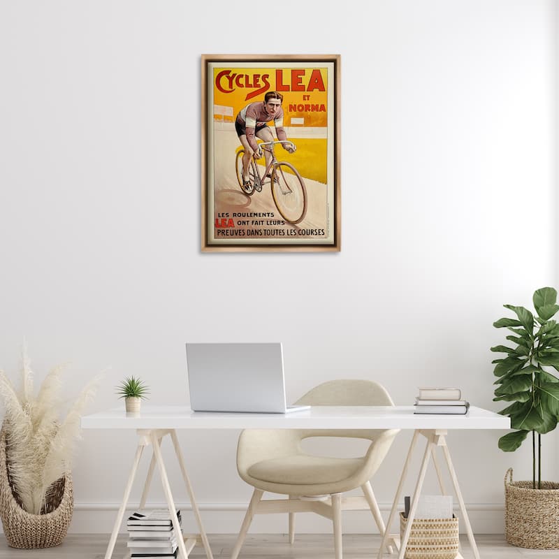 Stupell Yellow Antique Cycling Poster Framed Floater Canvas Wall Art Design By Marcus Jules