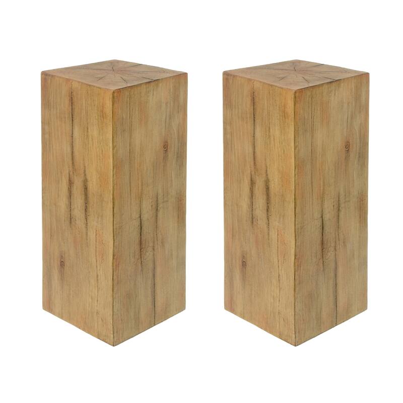 Roomfitters 33.75" Square-Column MGO End Table, Distressed Wood-Look Pedestal for Indoor/Outdoor Use
