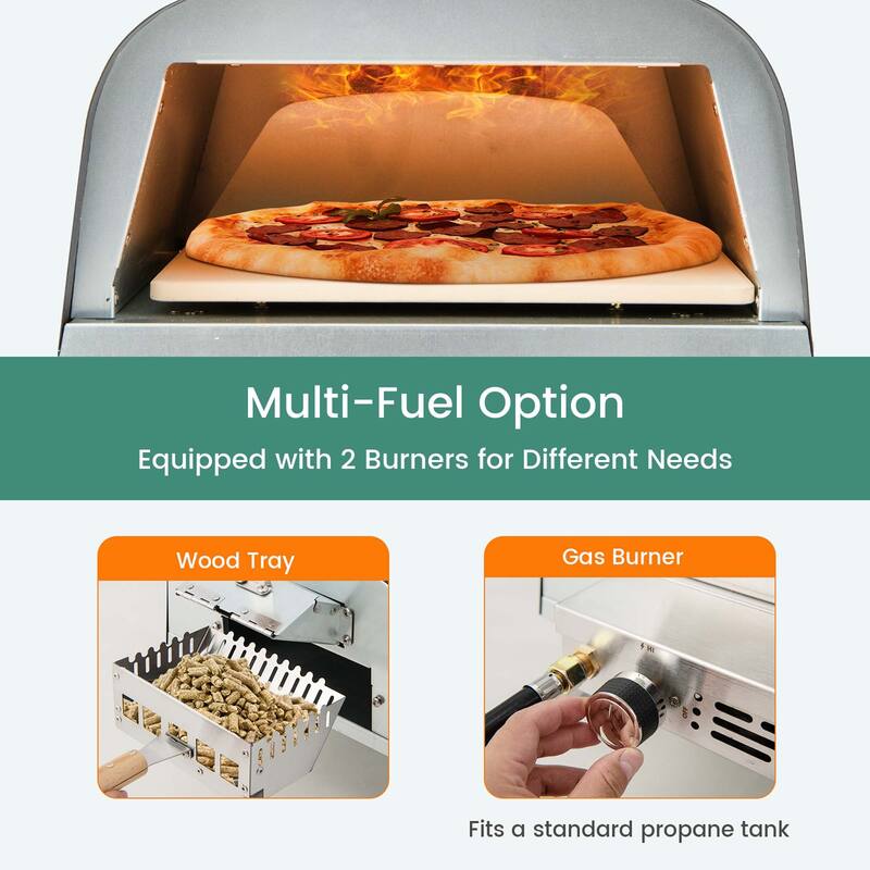 Costway 12" Multi-Fuel Pizza Oven Propane & Wood Fired Pizza Maker - See Details
