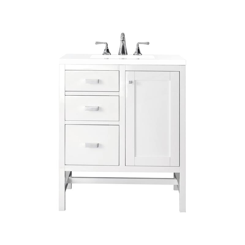 James Martin Vanities E444-V30-3WZ Addison 30" Free Standing Single - Glossy White - Glossy