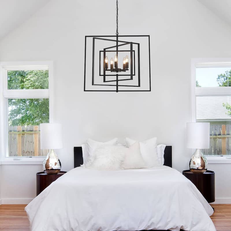 25.59inch 5 Lights Modern Chandelier with 4 Metal Frames 360 Degree Adjustable for Different Rooms