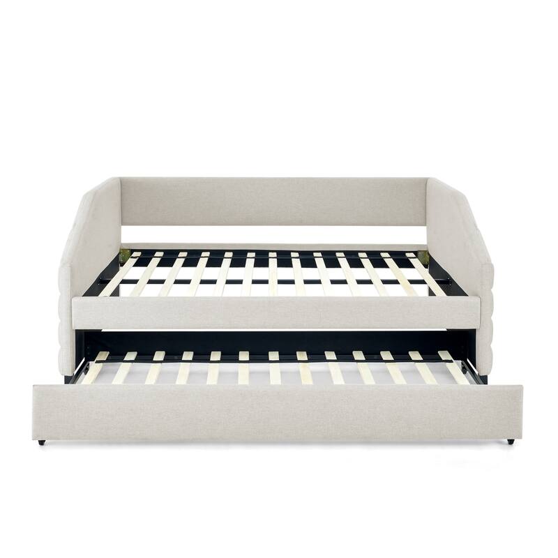 Linen Tufted Daybed with Trundle