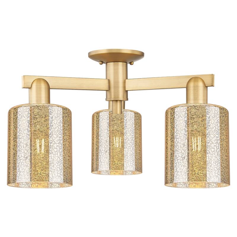 Innovations Lighting 716-3F-11-23 Cobbleskill Semi-Flush Cobbleskill 3 - Brushed Brass / Mercury