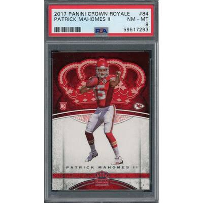 Patrick Mahomes 2017 Panini Crown Royale Football Rookie Card #84 PSA 8 - 8'6" x 11'6"