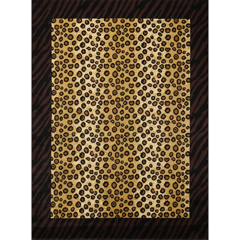 Multi 5 ft. 3 in. x 7 ft. 3 in. Animal Print Luxury Area Rug, 0.43 Pile Height – Sophisticated Warmth for Any Room - 6' x 7' - Straw Stripe