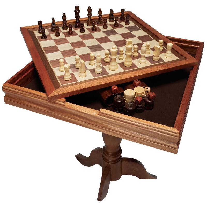 VEVOR 3-IN-1 Chess Checkers Backgammon Table Set Premium Wooden Chess Table Deluxe Combo Game Table Furniture Set - 18 Inch - Multi