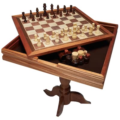 VEVOR 3-IN-1 Chess Checkers Backgammon Table Set Premium Wooden Chess Table Deluxe Combo Game Table Furniture Set - 18 Inch