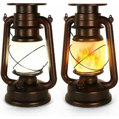 2 PCS Solar Flickering Flame LED Vintage Hanging Lantern