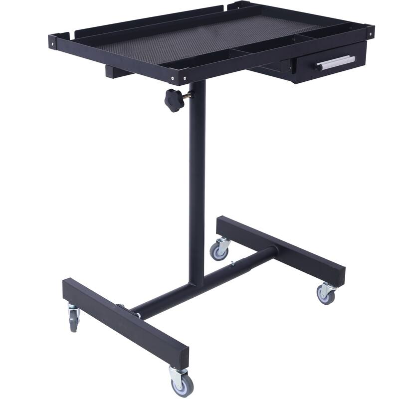 Adjustable Tear Down Work Table with Drawer for Garages, 2.5" Swivel Casters, 220 Pound Capacity, Rubber Corners, Heavy Duty