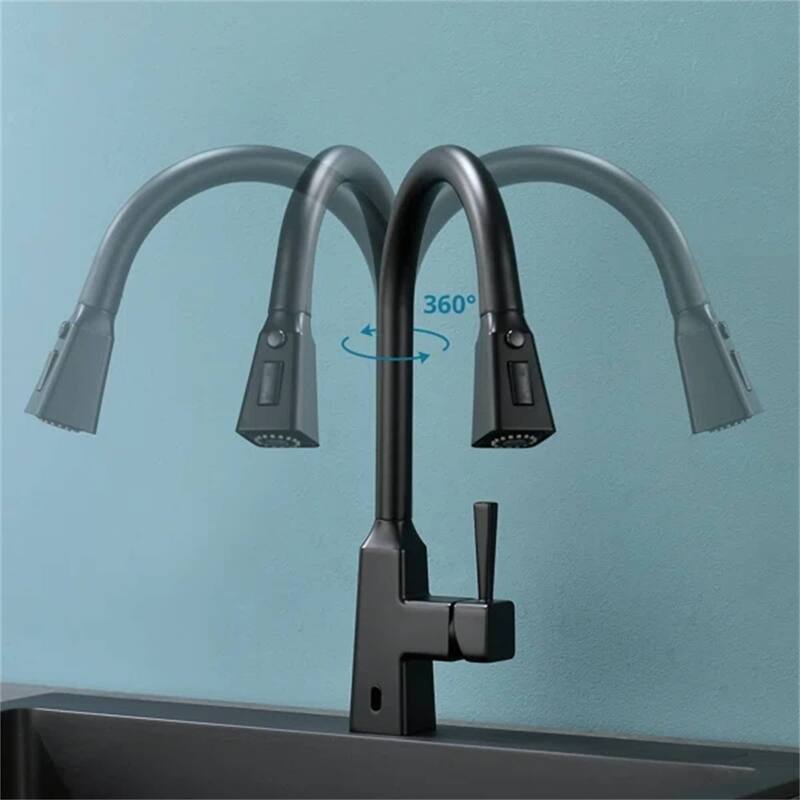 Touchless Kitchen Faucet With Pull Down Sprayer 1 Hole Smart Kitchen Sink Faucet Single Handle Hand Free Modern Vanity Basin Tap