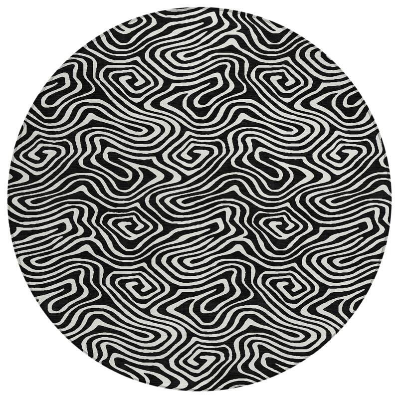 Machine Washable Indoor/ Outdoor Modern Trance Chantille Rug