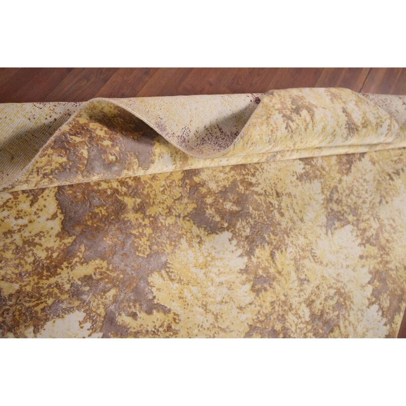 Yellow Abstract Oriental Area Rug Hand-Knotted Wool Carpet - 5'11"x 9'0"