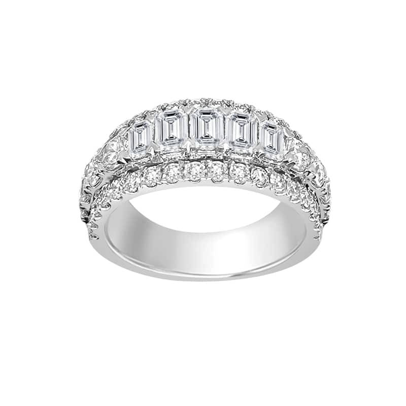 Auriya 14k Gold Lab Grown Emerald-Cut and Round Diamond Band 3.70 ct. tw. (F-G, VS) - 4 - Yellow