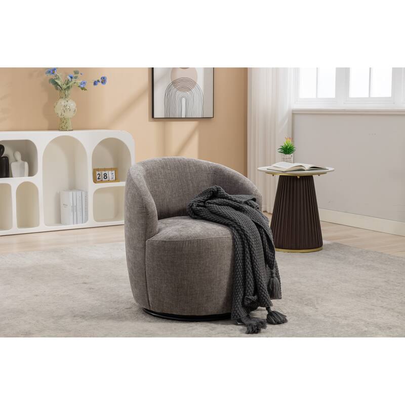 25.6" Swivel Barrel Chair with Black Coating