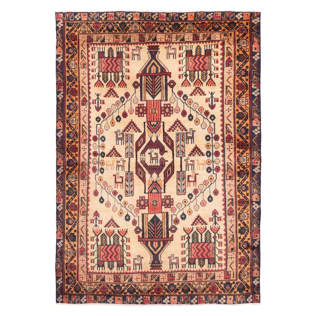 ECARPETGALLERY Hand-knotted Melis Vintage Cream Wool Rug - 5'10 x 6'8