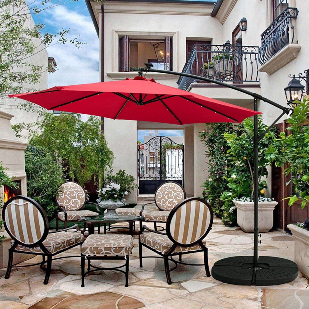 Shop Black Friday Deals On Ainfox 10ft Solar Offset Hanging Patio Umbrella Base Not Included Overstock 31727510