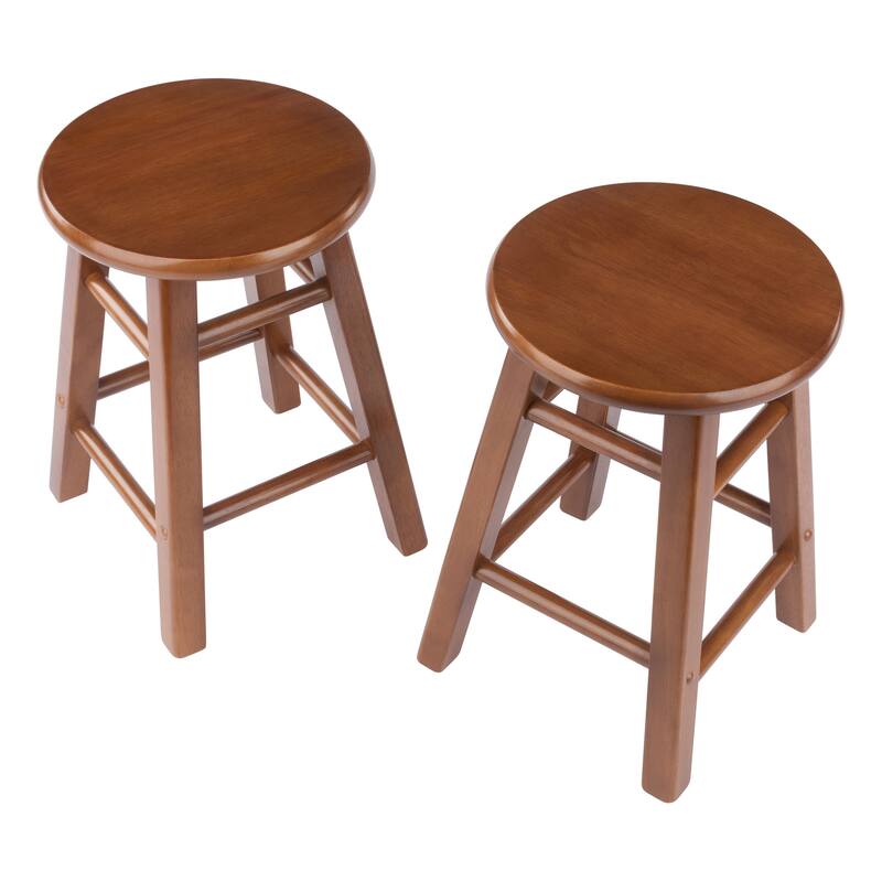 Element 2-Pc Square Legs Dining Stool Set, Teak Finish - N/A