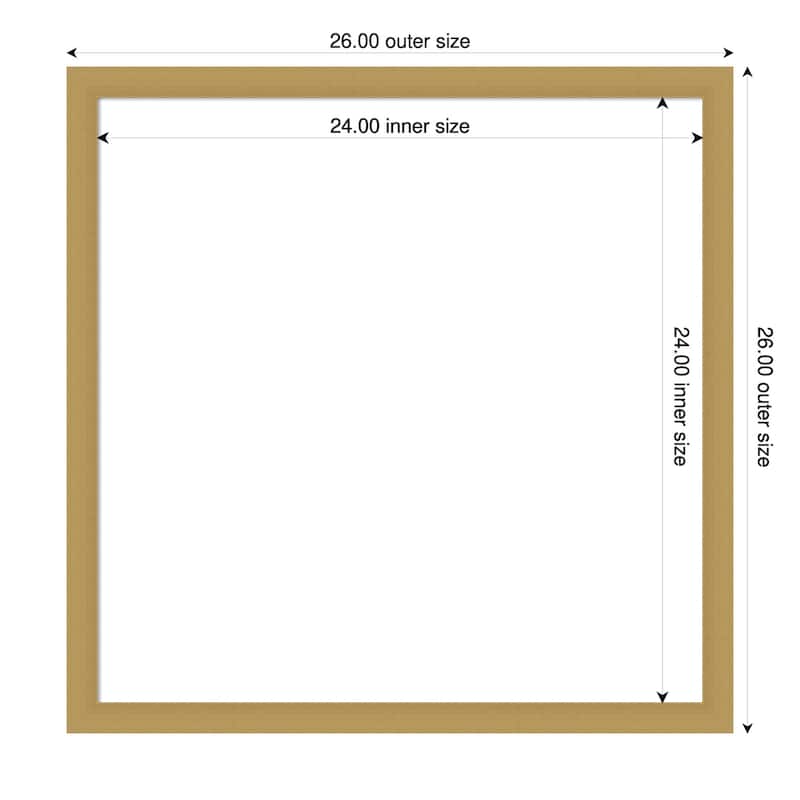 Amanti Art Grace Brushed Gold Narrow Framed Dry Erase Magnetic Board - 26 x 26 in - Grace Brushed Gold Narrow