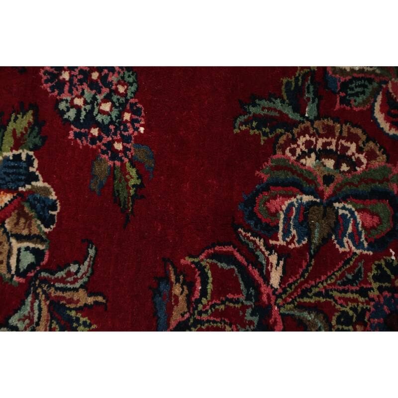 Hand Knotted Oriental 100% Wool Carpet Traditional Floral Red Shahbaft Area Rug - 18' 4'' X 9' 1''